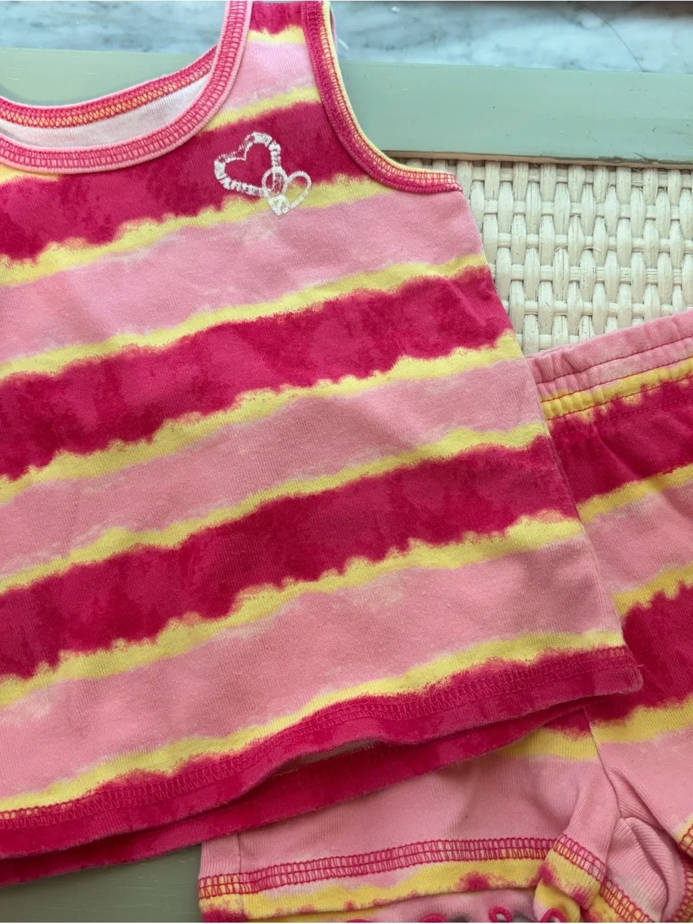 Y2K VTG Children’s Place Pink & Yellow Tie-Dye Tank Set